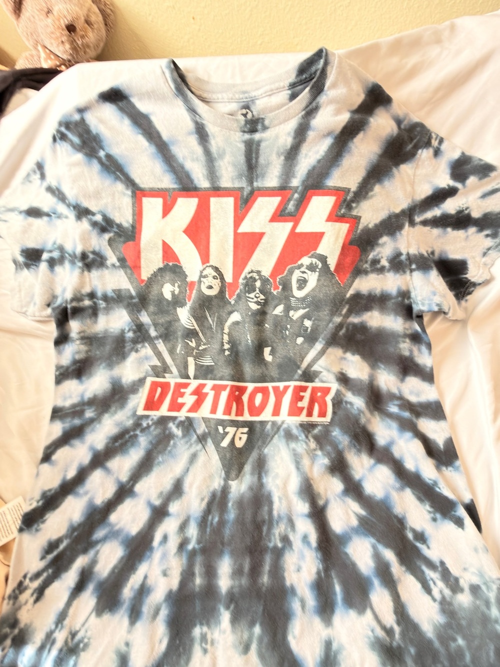KISS Destroyer ’76 Tie Dye T-Shirt Liquid Blue Rock Band Tee